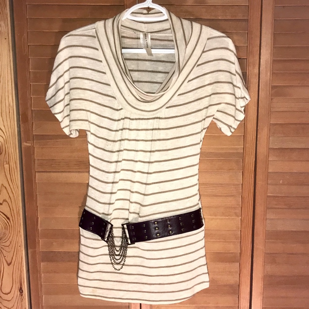 NEARLY NEW FIONA & PURPLE BELTED SWEATER DRESS